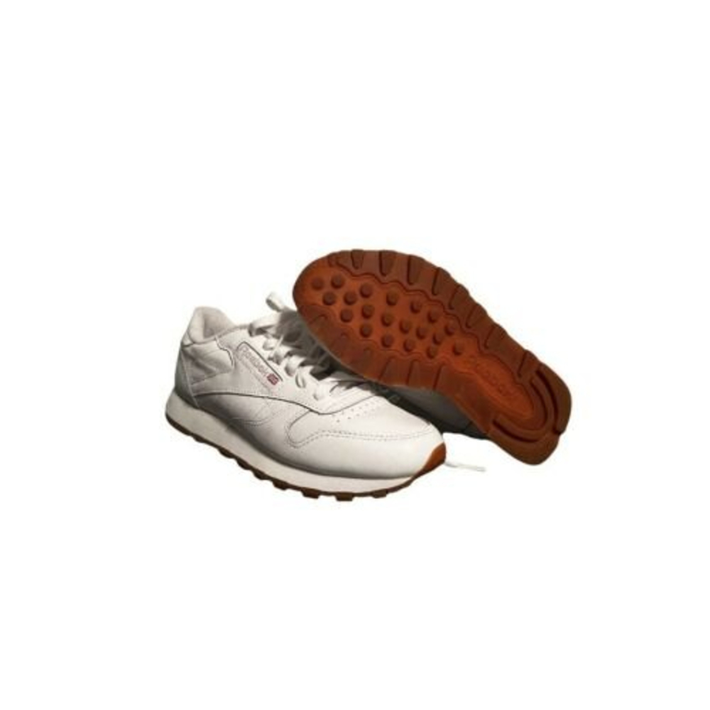 Size 5 - Reebok Classics White With Gum Bottom Kids Shoes-49797